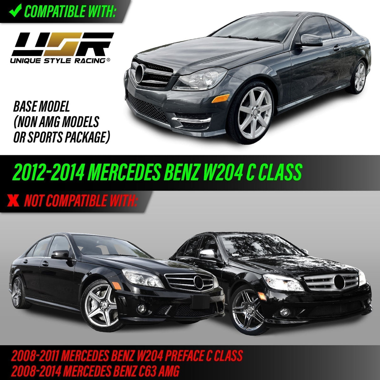2012-2014 Mercedes W204 Smoke Bumper Side Marker Lights