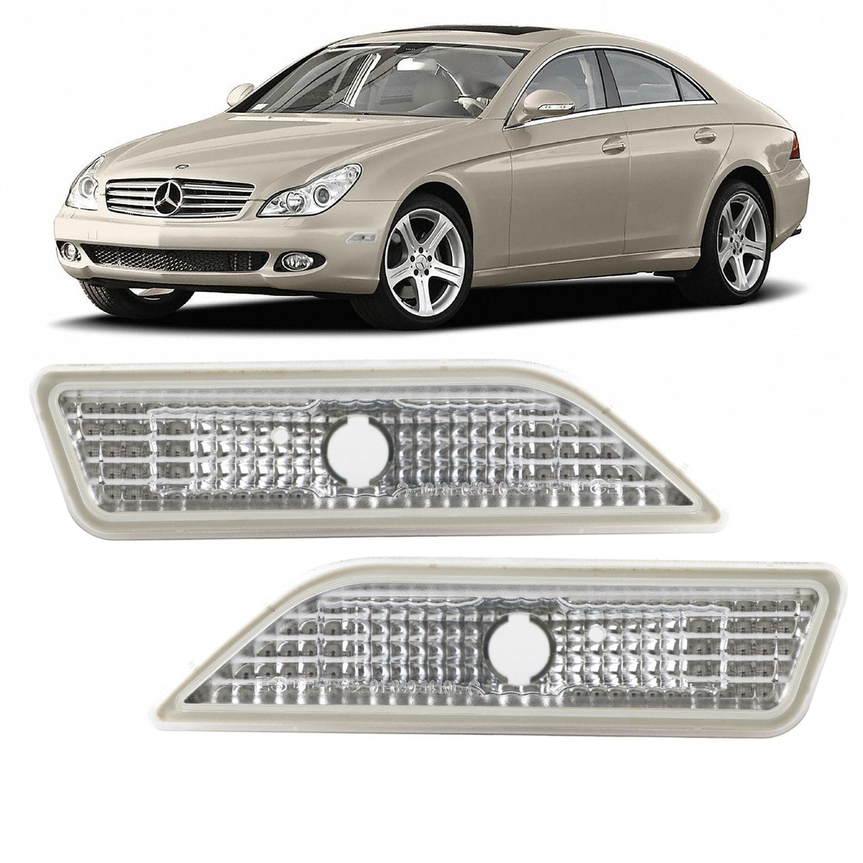 2006-2011 Mercedes W219 Cls-Class Crystal Clear Front Bumper Lights