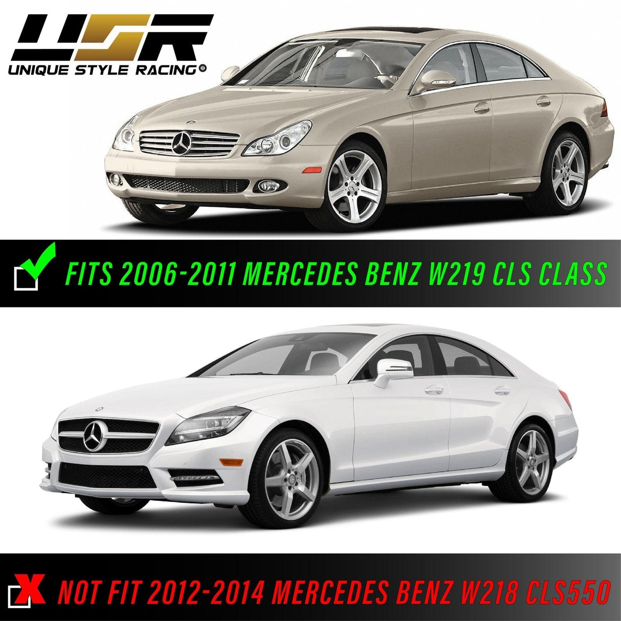 2006-2011 Mercedes W219 Cls-Class Crystal Smoke Front Bumper Lights