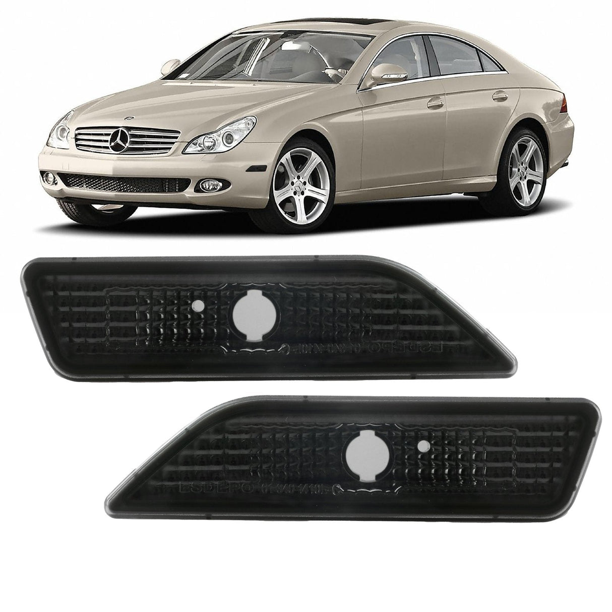 2006-2011 Mercedes W219 Cls-Class Crystal Smoke Front Bumper Lights