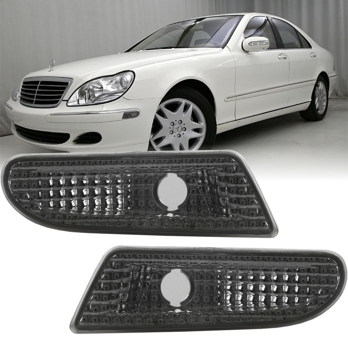 2000-2006 Mercedes W220 S-Class Crystal Smoke Bumper Lights