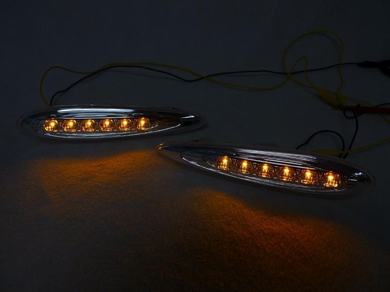2000-2003 Nissan Maxima Smoke Front White LED Bumper Side Marker