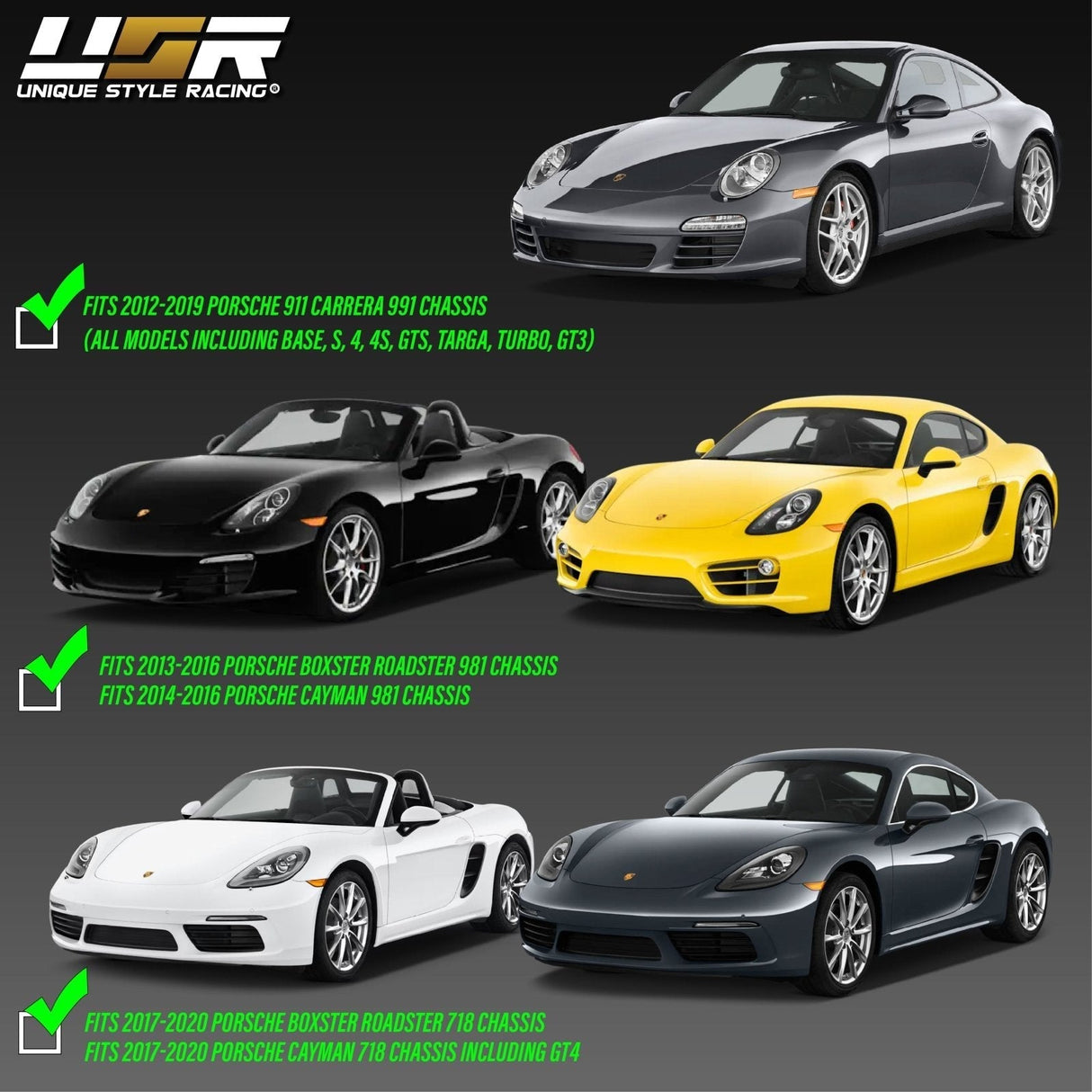 2012-2019 Porsche 991/981/718 Euro Look Clear Amber LED Side Markers