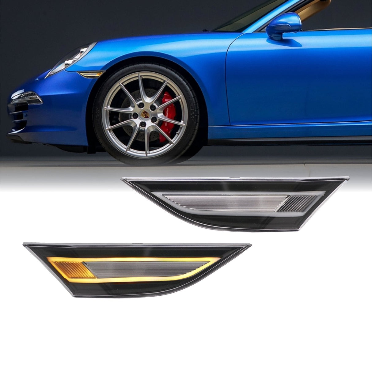 2012-2019 Porsche 991/981/718 Euro Look Clear Amber LED Side Markers