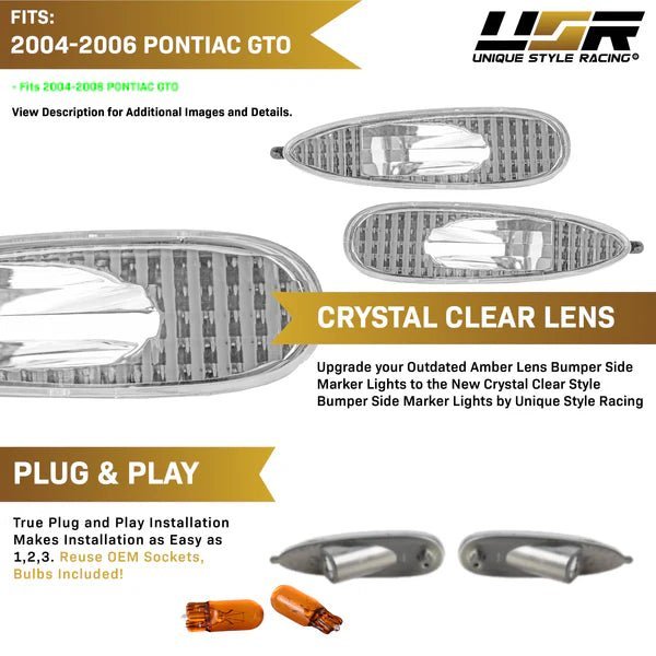 2004-2006 Pontiac GTO Crystal Smoke Front Bumper Side Marker
