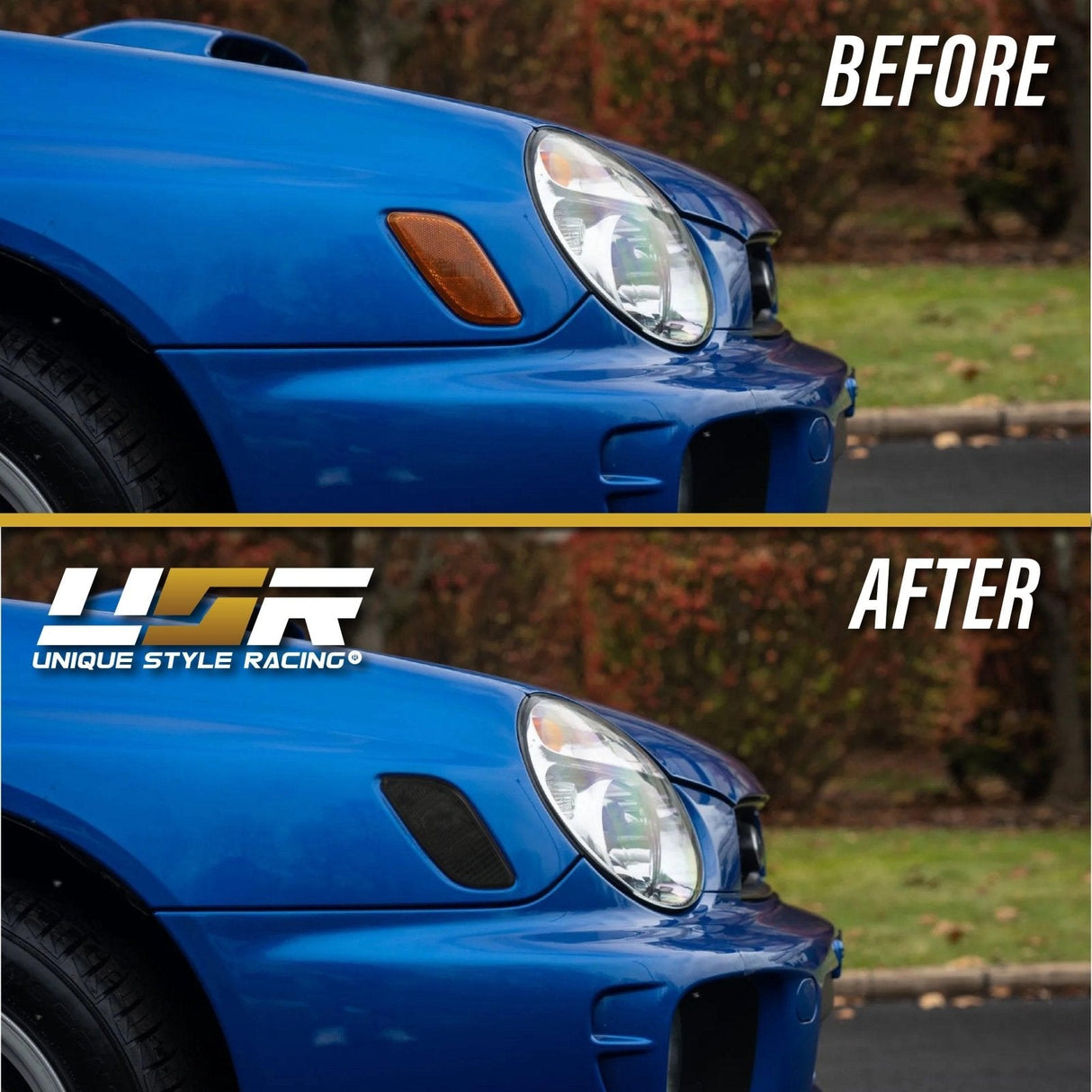 2002-2003 Subaru Impreza Depo Crystal Dark Smoke Front Bumper Side Marker Lights