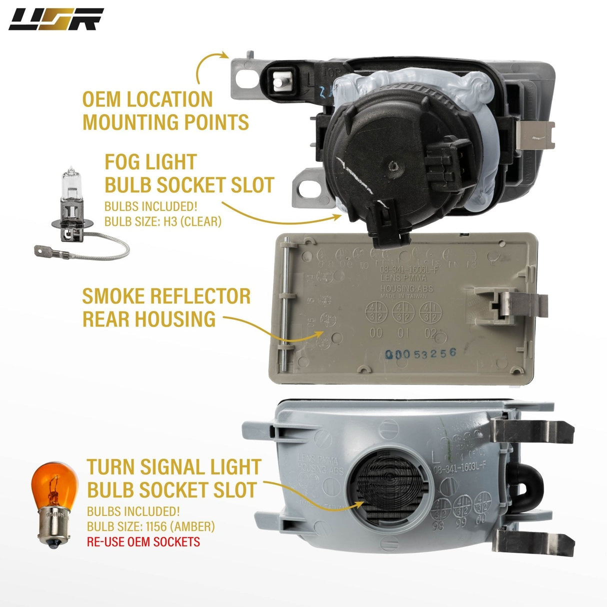 1993-1999 Volkswagen Golf/GTI/Jetta Projector Fog Light Bumper Signals
