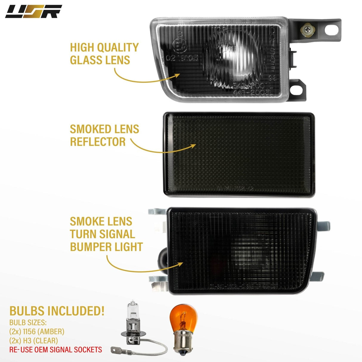 1993-1999 Volkswagen Golf/GTI/Jetta Projector Fog Light Bumper Signals