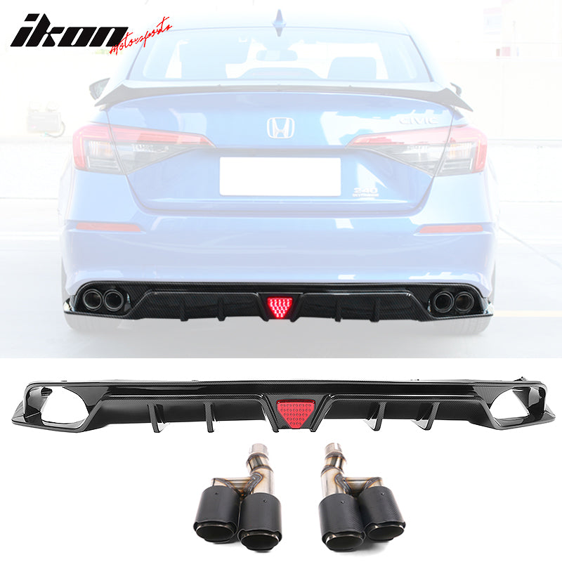 2022-2023 Honda Civic Sedan 4-Door Rear Bumper Diffuser Lip 3PC PP
