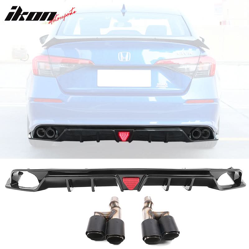 2022-2023 Honda Civic Sedan 4-Door Rear Bumper Diffuser Lip 3PC PP
