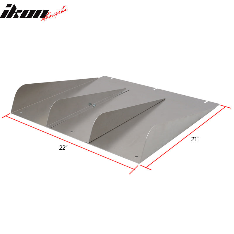 Universal 22"x21" 4 Fins Unpainted Black Rear Bumper Diffuser Aluminum