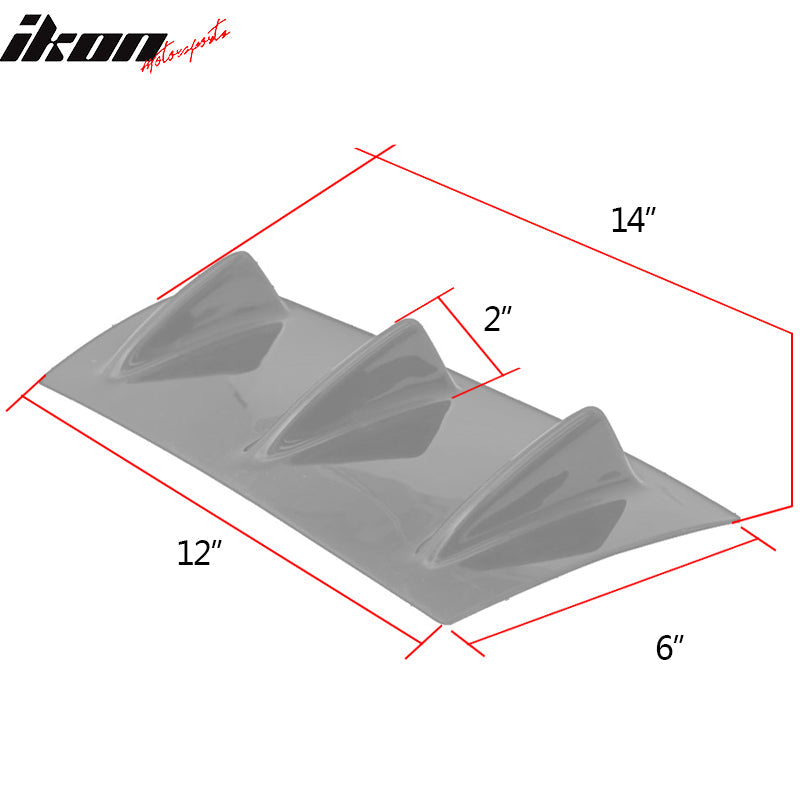 Universal 14"x6" 3 Fins Carbon Fiber Print Rear Bumper Diffuser ABS