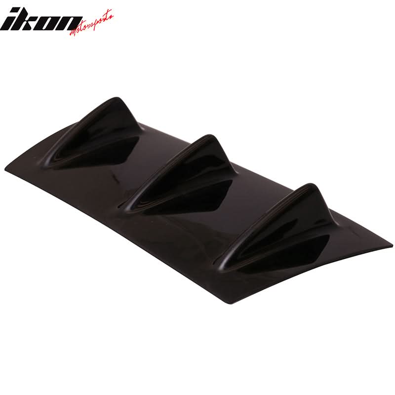 Universal 14"x6" 3 Fins Gloss Black Rear Bumper Diffuser ABS