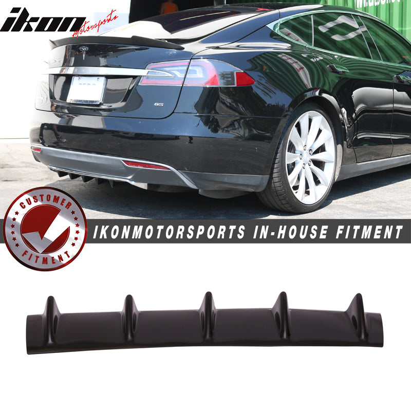 2012-2016 Tesla Model 3 5 Fins Gloss Black Rear Bumper Diffuser ABS