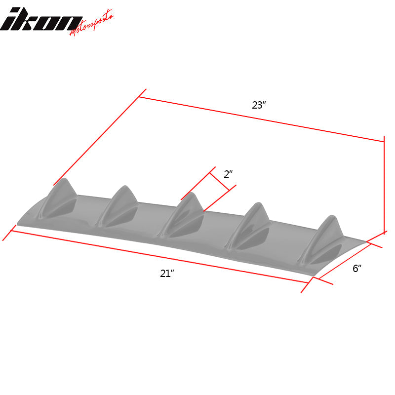 23" x 6" Universal Rear Bumper Diffuser Lip 5 Shark Fins Under