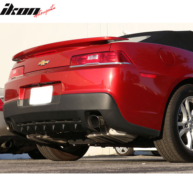 2014-2015 Chevy Camaro V6 7 Fins Gloss Black Rear Bumper Diffuser ABS