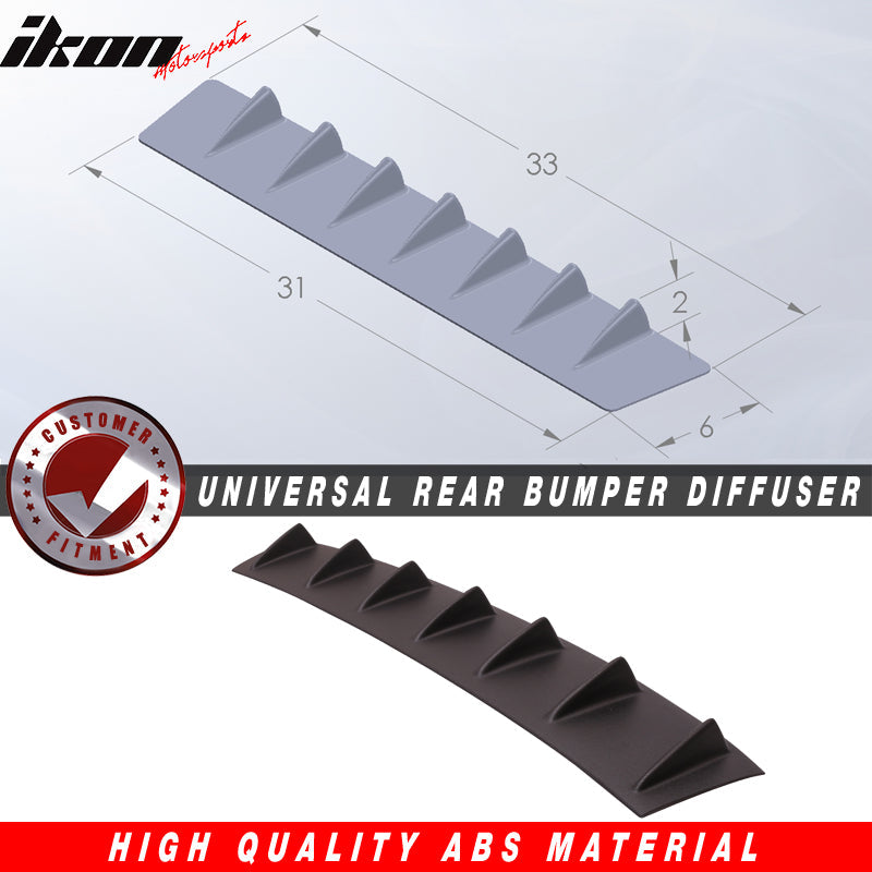 33" x 6" Universal Rear Bumper Diffuser Lip 7 Shark Fins Under