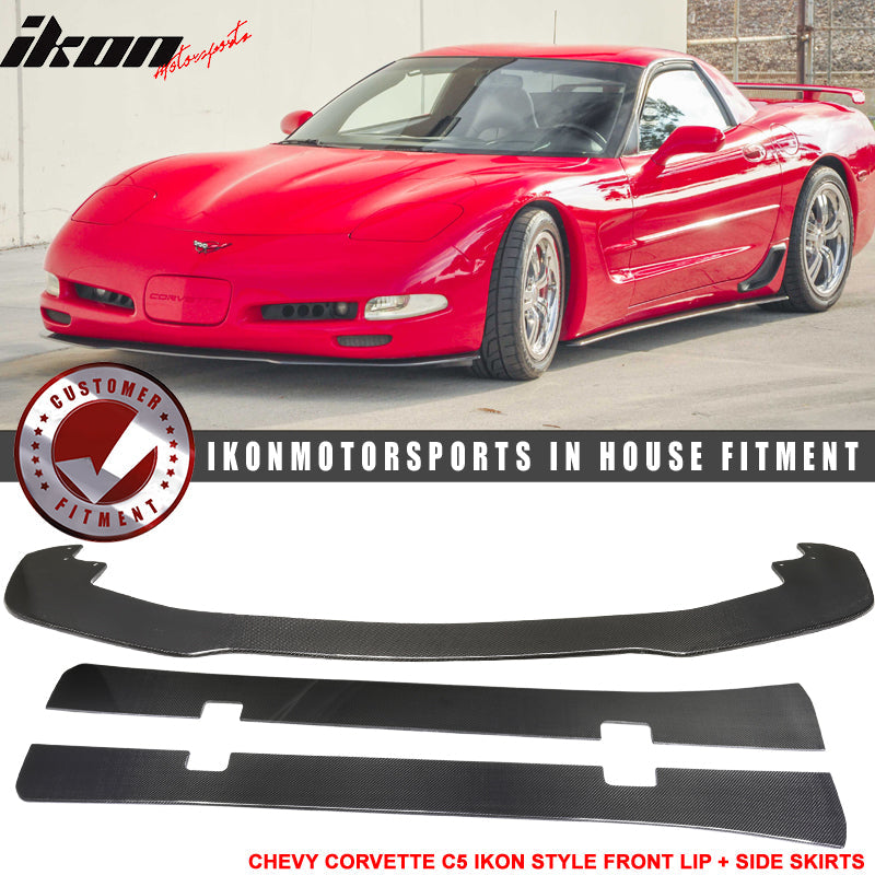 1997-2004 Chevy Corvette C5 Front Bumper Lip Side Skirts Carbon Fiber