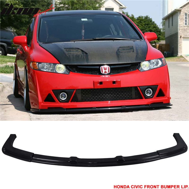 Fits 06-11 Civic Mugen RR Front Bumper + Bumper Lip Spoiler + LED DRL