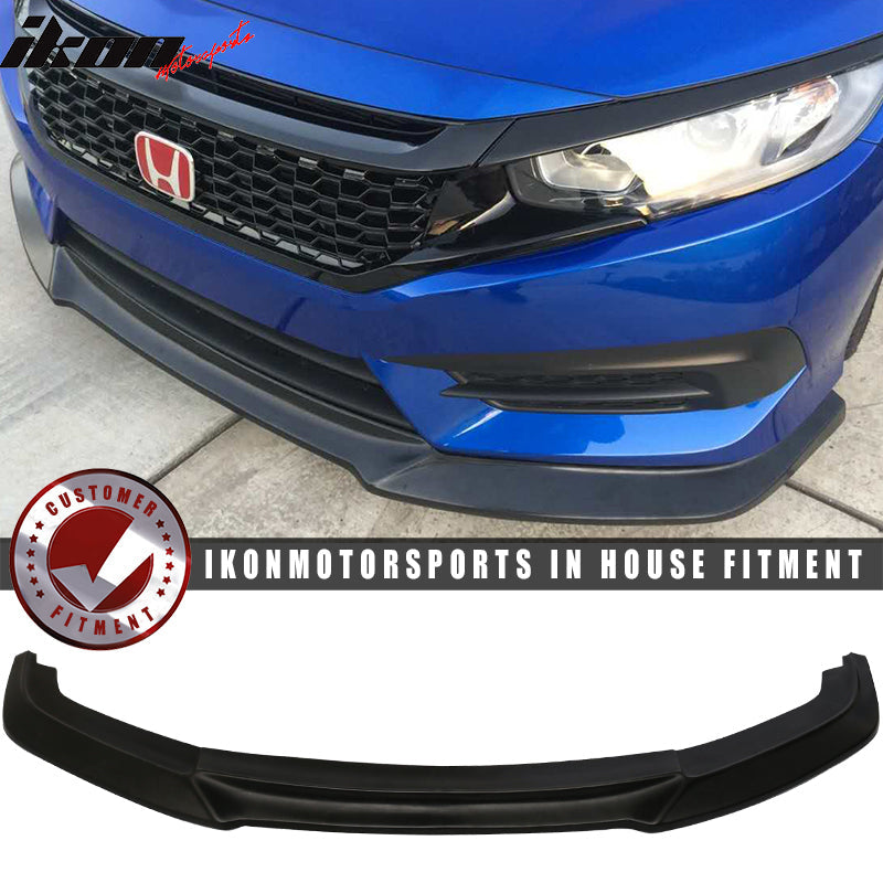Fits 16-18 Honda Civic Coupe Sedan GT Front Lip & Gloss Mesh Grille