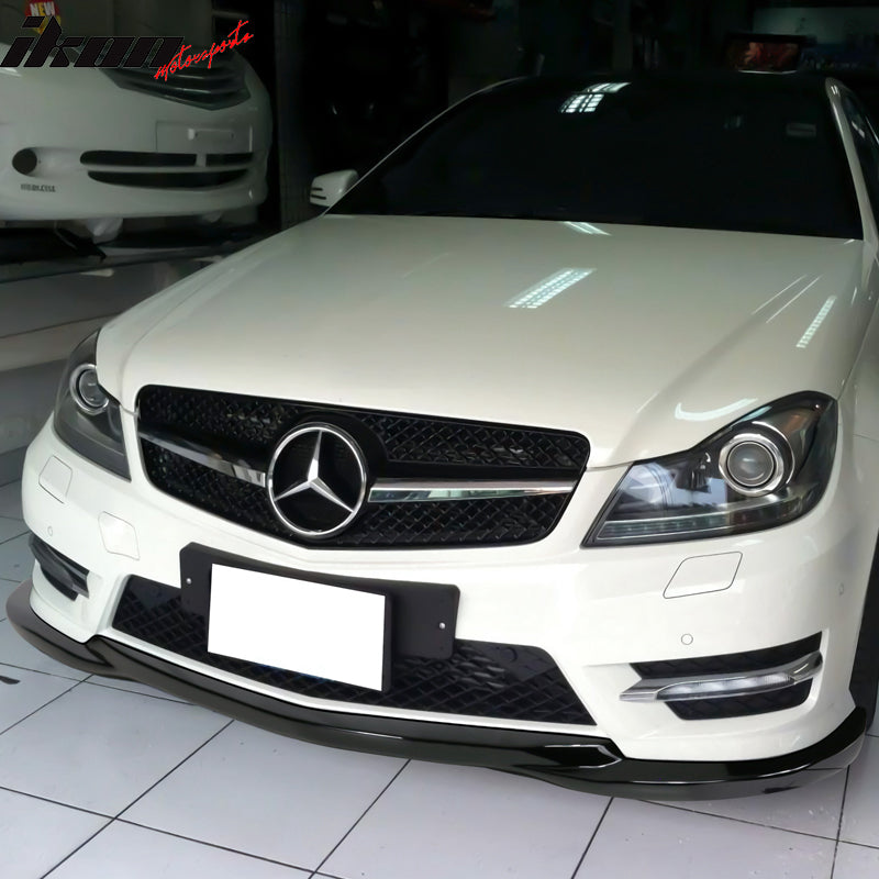 2012-2014 Benz W204 C Class GH Style Gloss Black Front Bumper Lip ABS