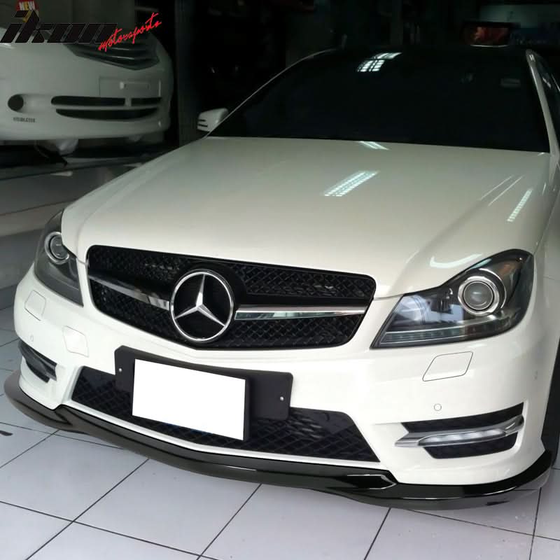 2012-2014 Benz W204 C Class GH Style Gloss Black Front Bumper Lip ABS