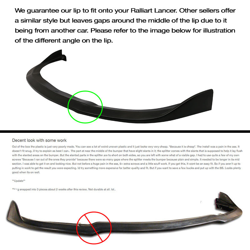 2009-2015 Mitsubishi Lancer CS Unpainted Black Front Bumper Lip PU