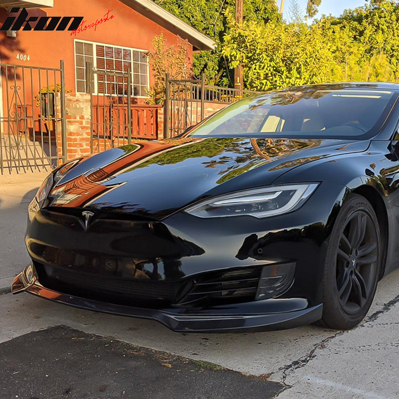 2017-2020 Tesla Model S IKON Style Front Bumper Lip Carbon Fiber