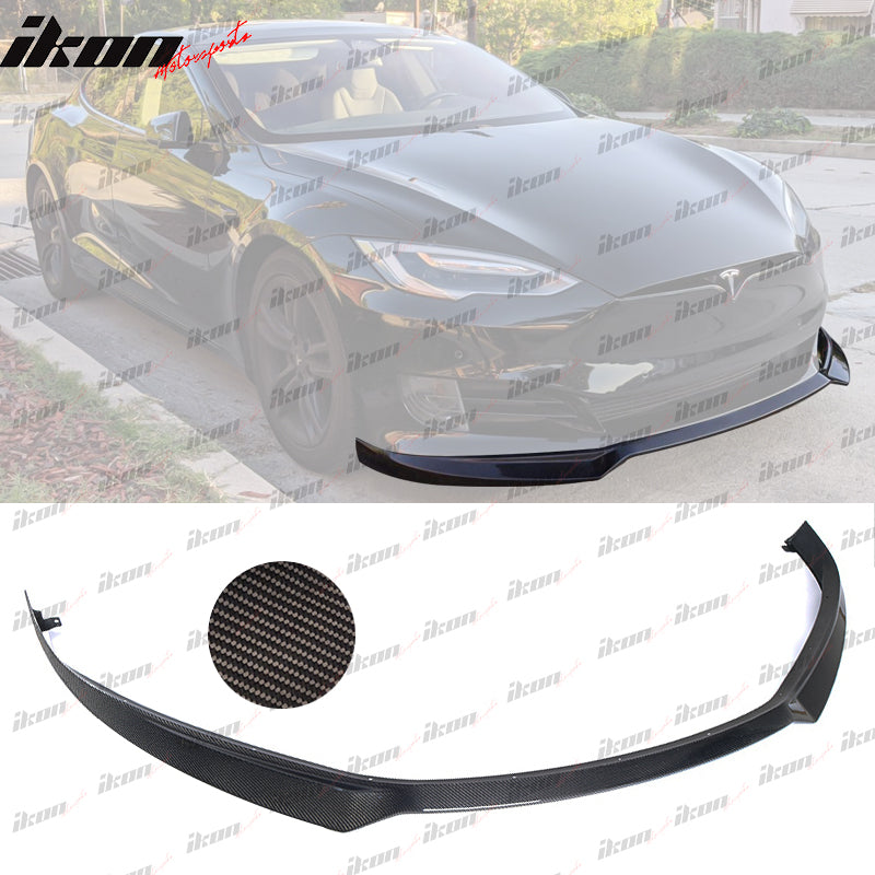 2017-2020 Tesla Model S IKON Style Front Bumper Lip Carbon Fiber