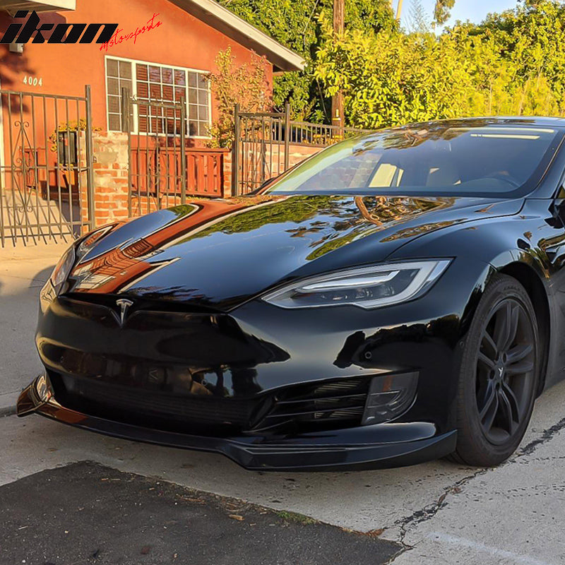 2017-2020 Tesla Model S IKON Style Front Bumper Lip Carbon Fiber