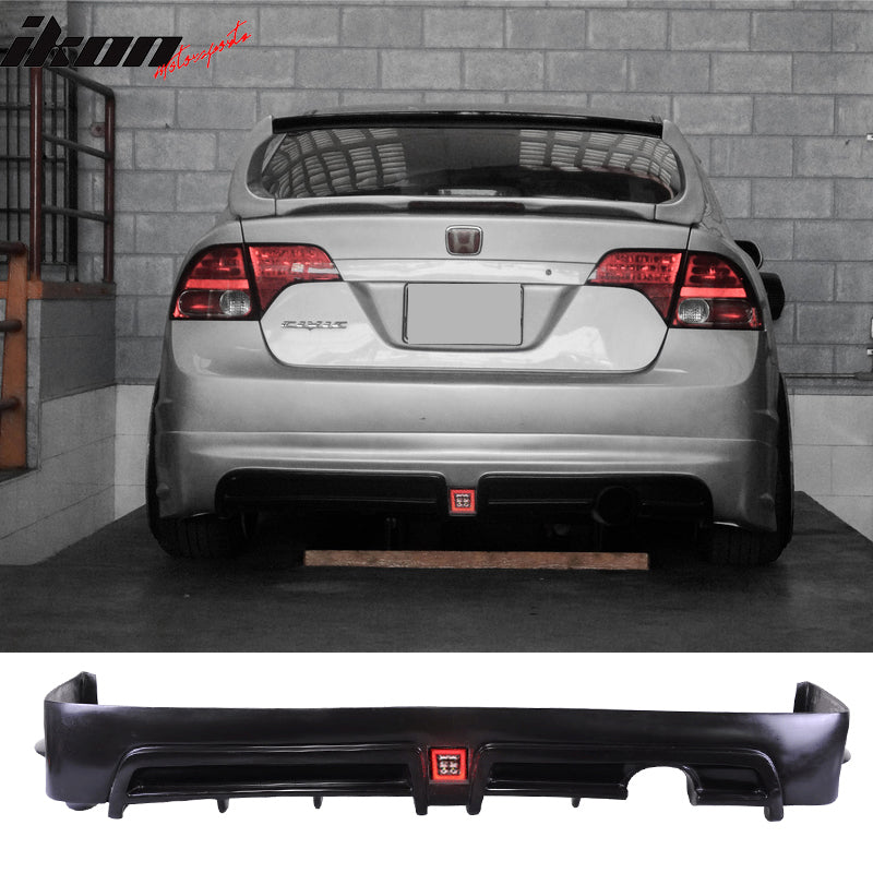 Fits 06-08 Civic HF-P PU Front&Rear Bumper Lip Spoiler&Brake Lamp