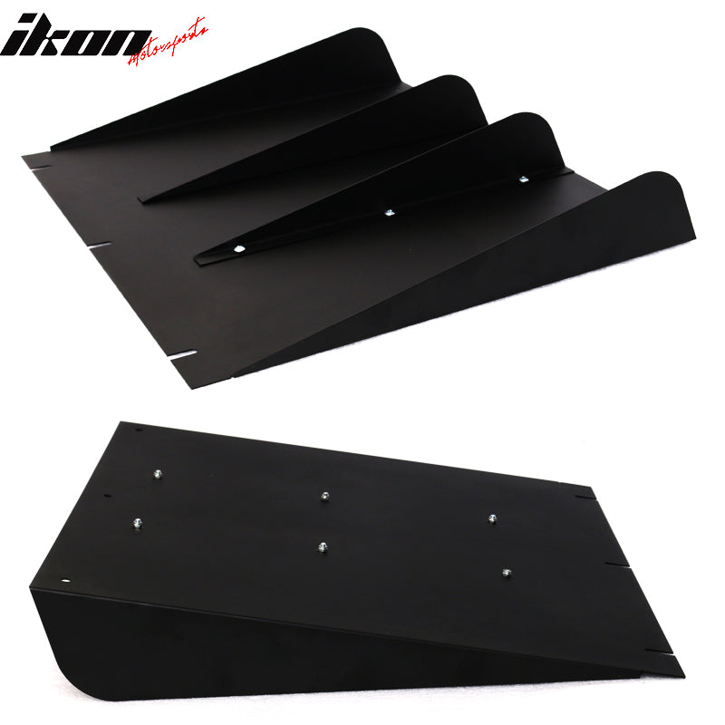 Universal 22" x 21" Texture Rear Bumper Canards 4 Shark Fins Aluminum