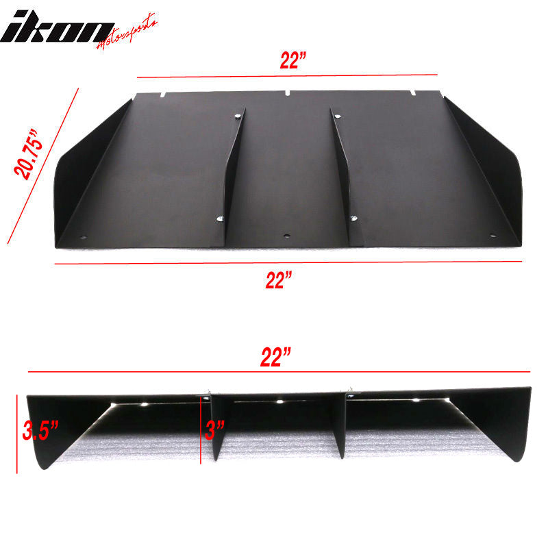 Universal 22" x 21" Texture Rear Bumper Canards 4 Shark Fins Aluminum
