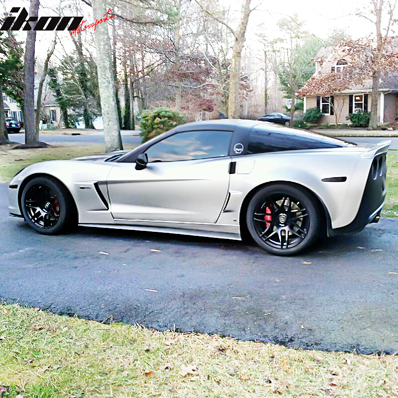 2005-2013 Chevy Corvette C6 Z06 ZL1 Style Matte Black Side Skirts PP