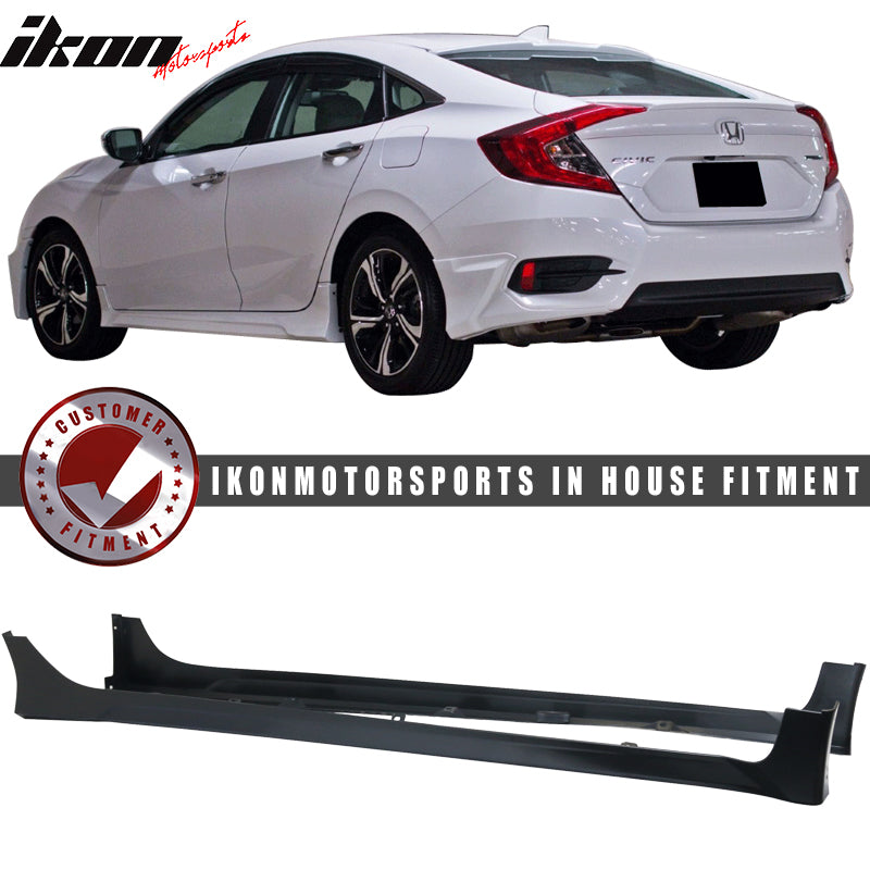 Fits 16-18 Honda Civic HF-P Front + Rear Bumper Lip + Side Skirts PP