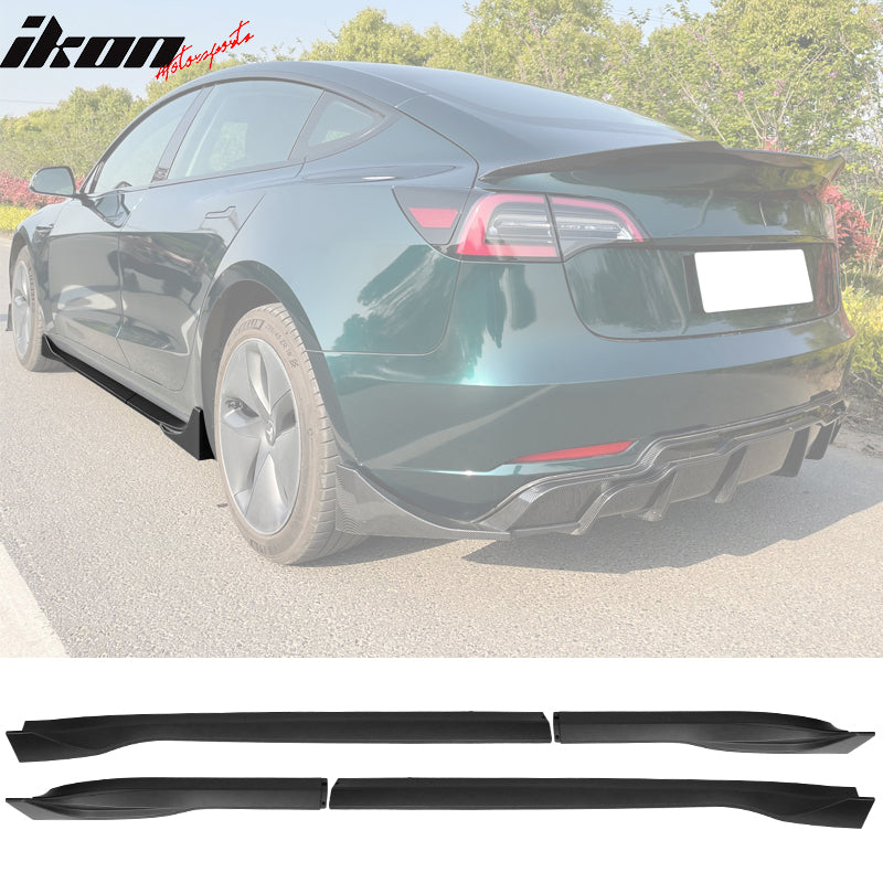 2017-2022 Tesla Model 3 IKON Style Side Skirts Rocker Panel ABS 4PC