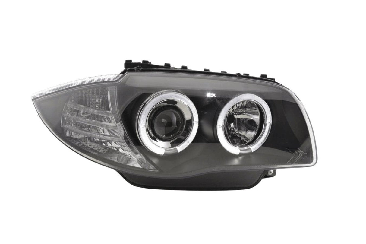 BMW 1-series E81 E82 E87 E88 Black Angel Eyes Headlight Set (2004-2011) - K2 Industries