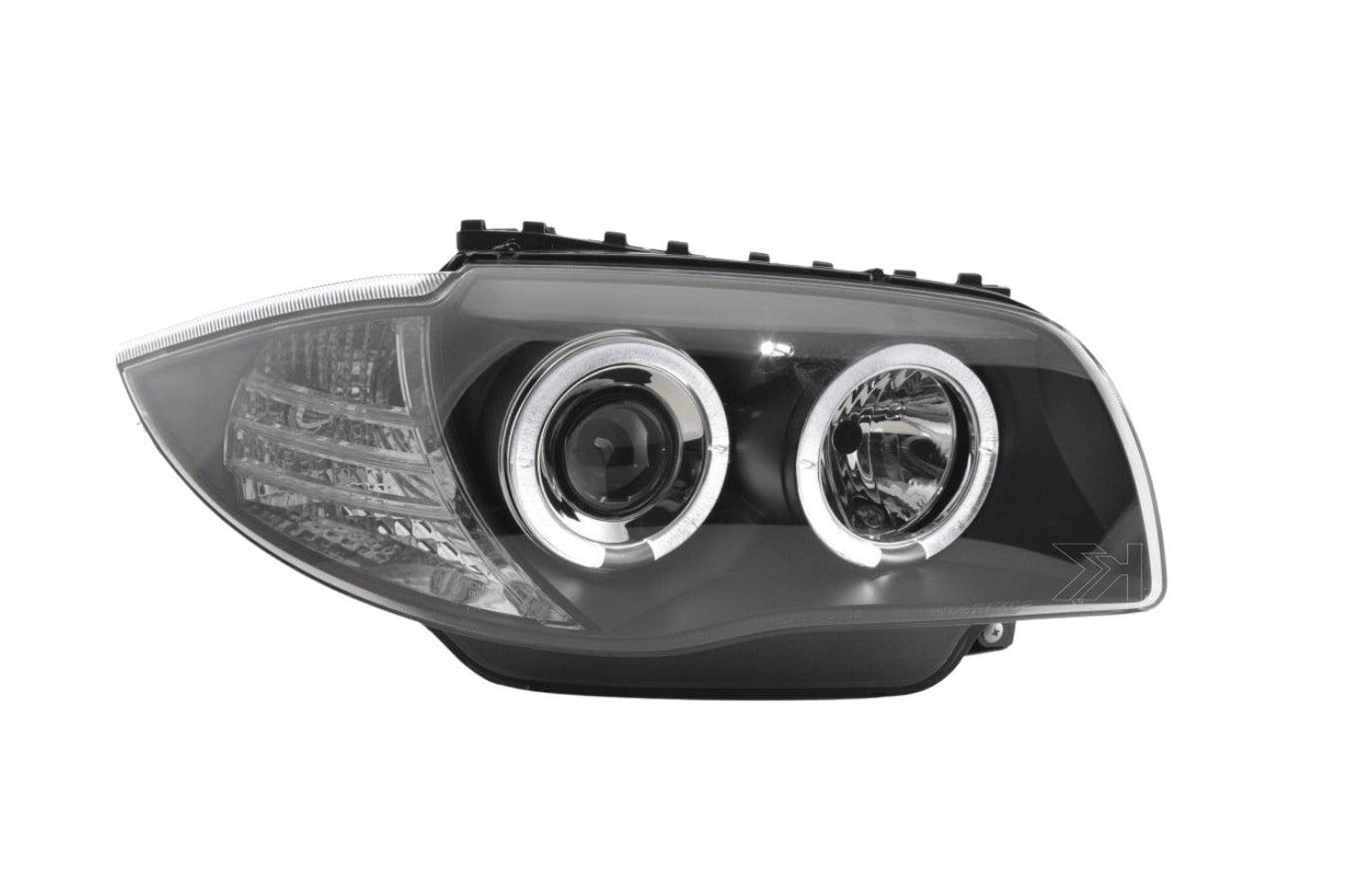 BMW 1-series E81 E82 E87 E88 Black Angel Eyes Headlight Set (2004-2011) - K2 Industries