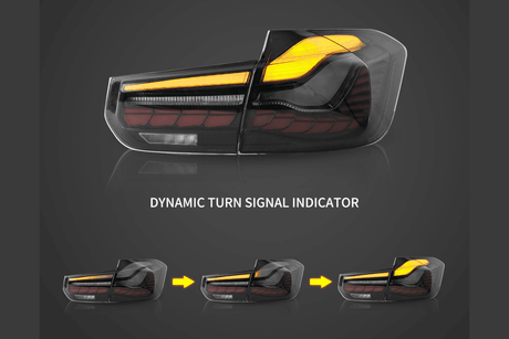 BMW 3-Series 6th Gen F30 F35 F80 GTS Style -Red or Smoked- OLED Dynamic Tail Lights (2012-2019) - K2 Industries