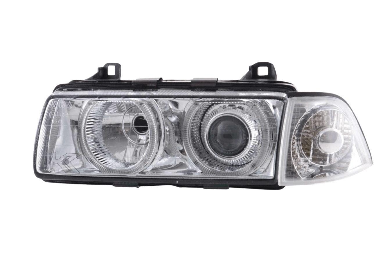 BMW 3-series E36 Coupe/Convertible Chrome Xenon Angel Eyes Headlights (1992-1998) - K2 Industries
