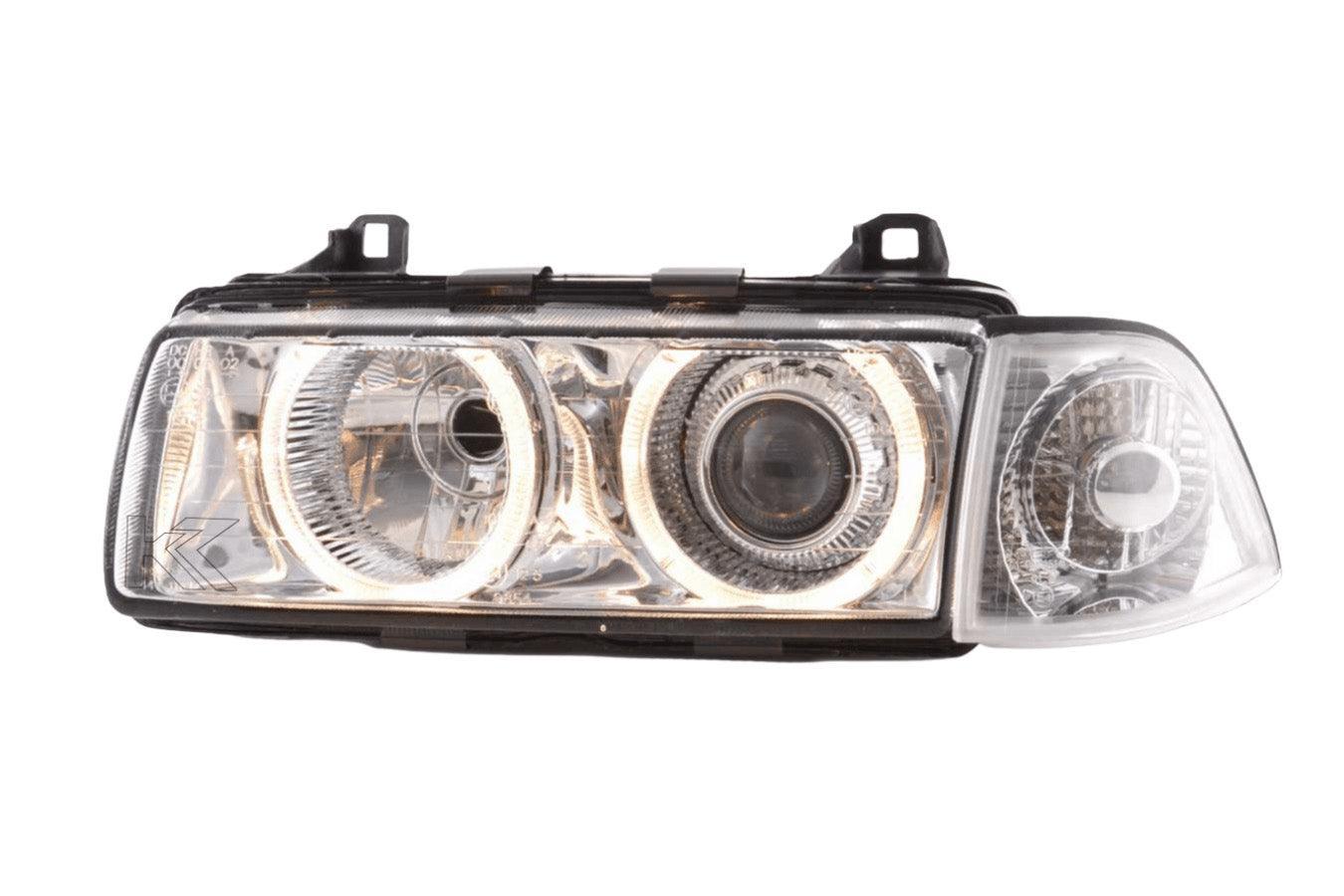 BMW 3-series E36 Coupe/Convertible Chrome Xenon Angel Eyes Headlights (1992-1998) - K2 Industries