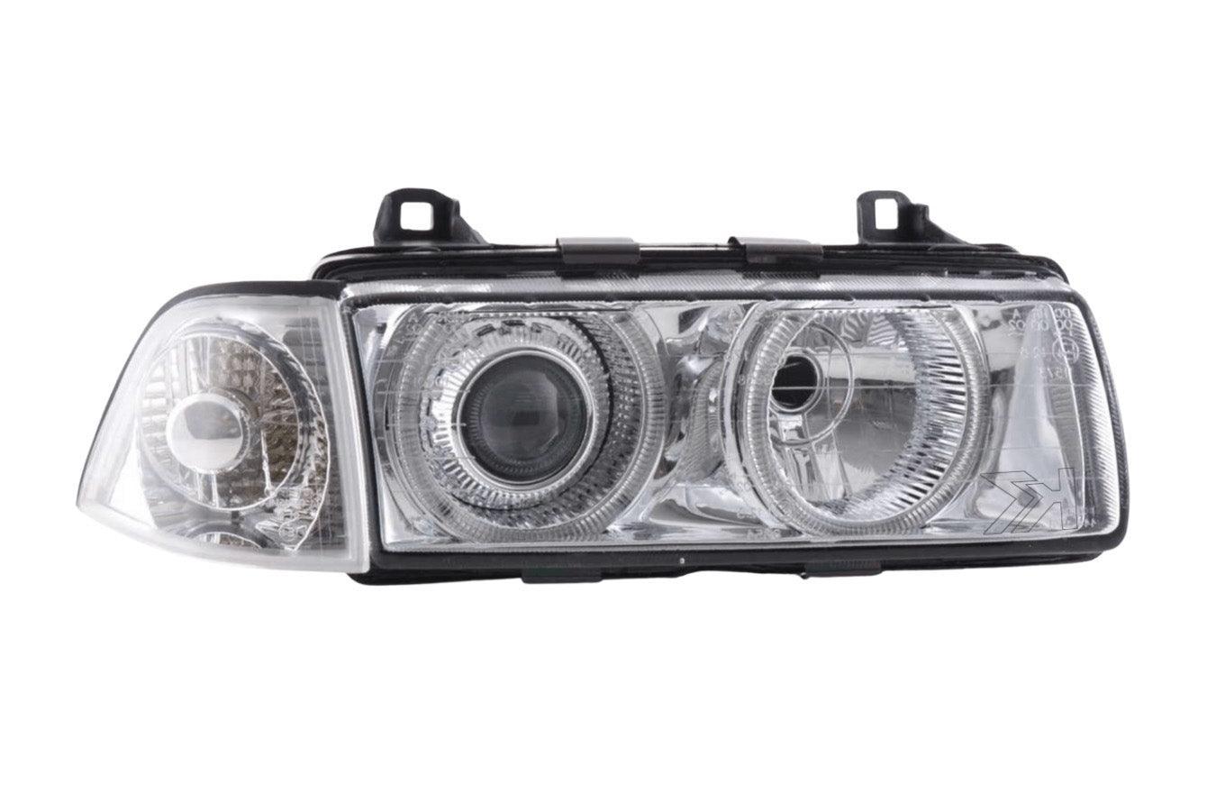 BMW 3-series E36 Coupe/Convertible Chrome Xenon Angel Eyes Headlights (1992-1998) - K2 Industries