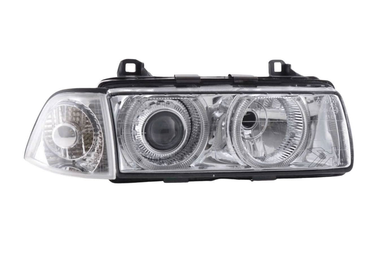 BMW 3-series E36 Coupe/Convertible Chrome Xenon Angel Eyes Headlights (1992-1998) - K2 Industries