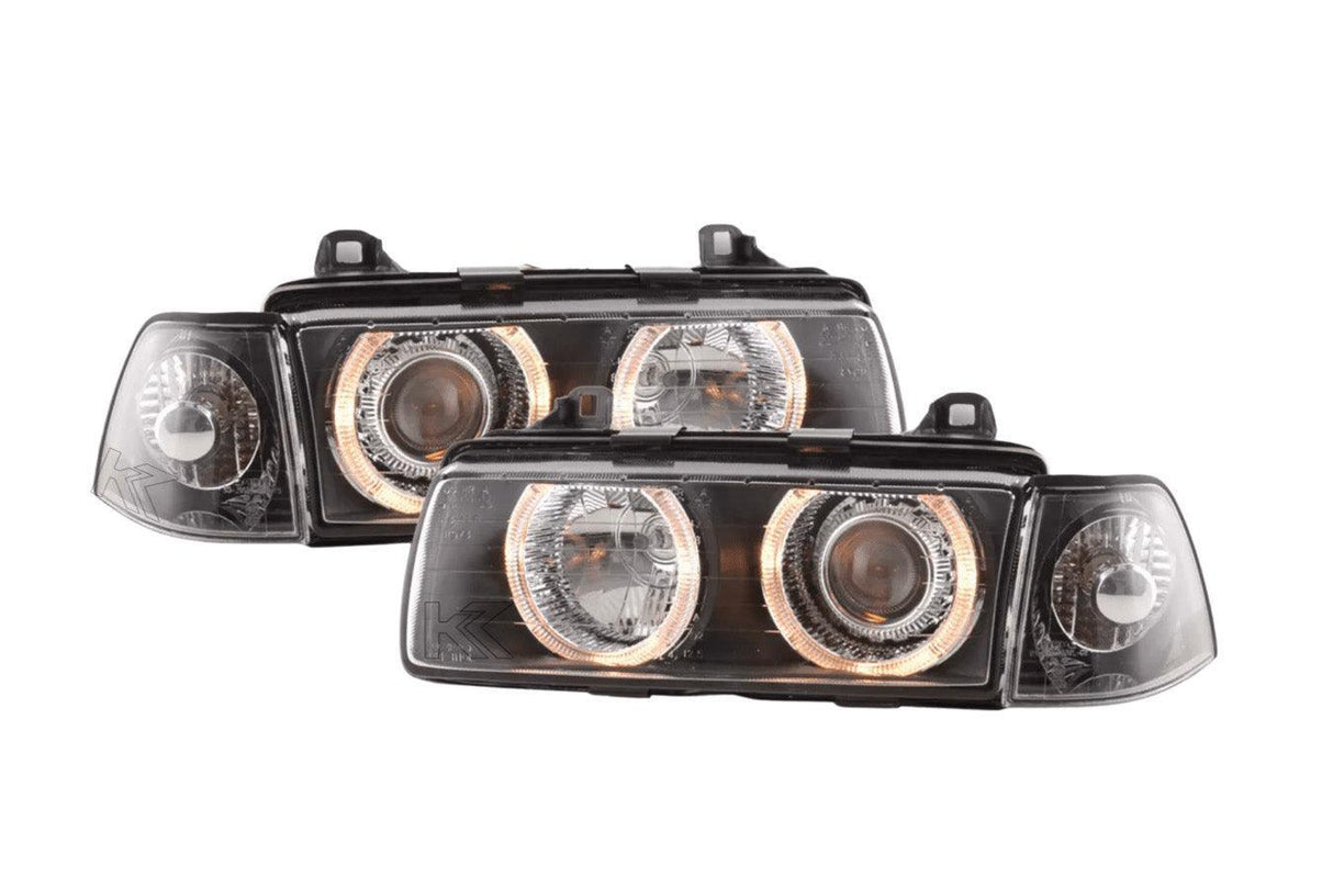 BMW 3 Series E36 Sedan Black Angel Eyes LED Headlights (1992 - 1998) - K2 Industries