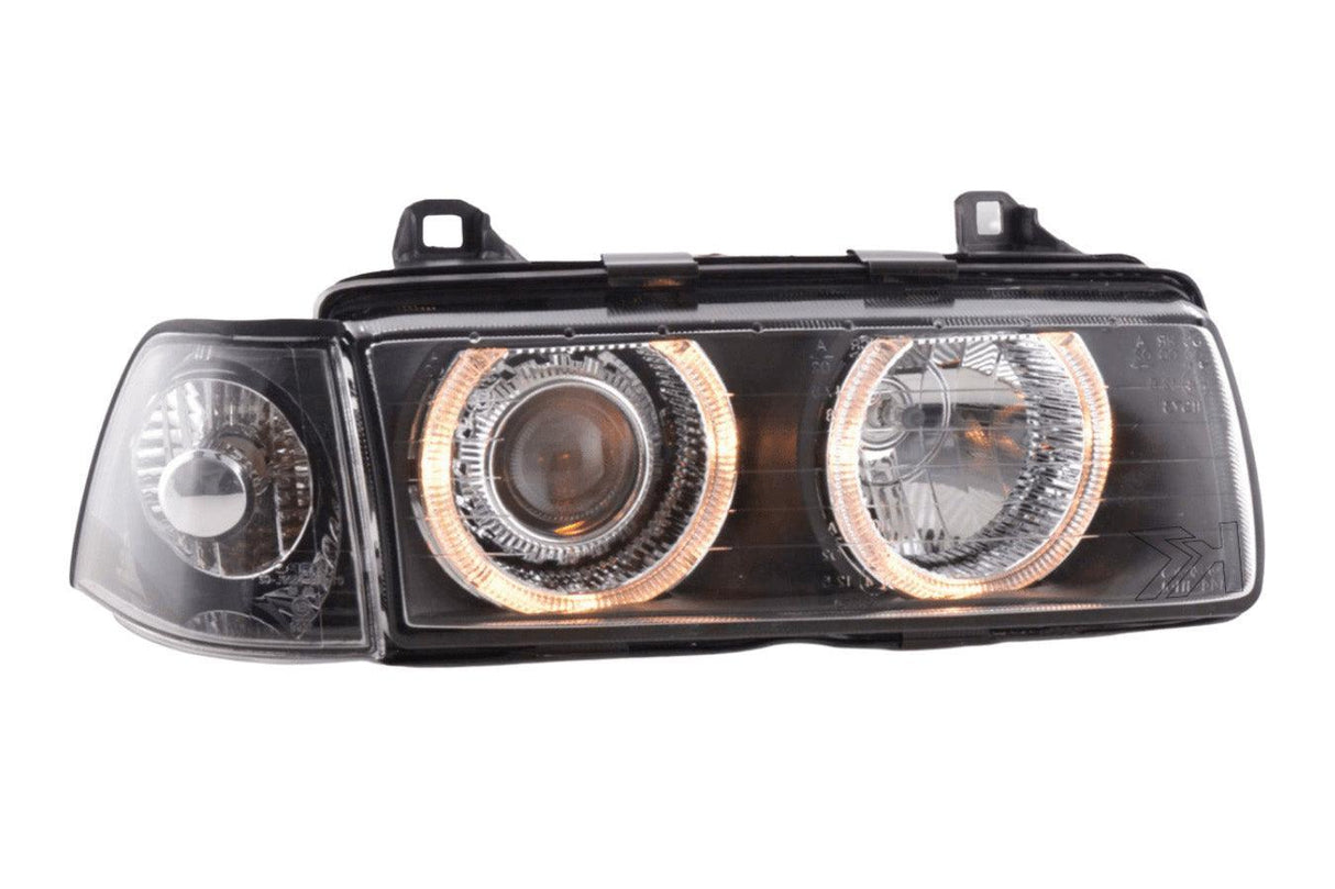 BMW 3 Series E36 Sedan Black Angel Eyes LED Headlights (1992 - 1998) - K2 Industries
