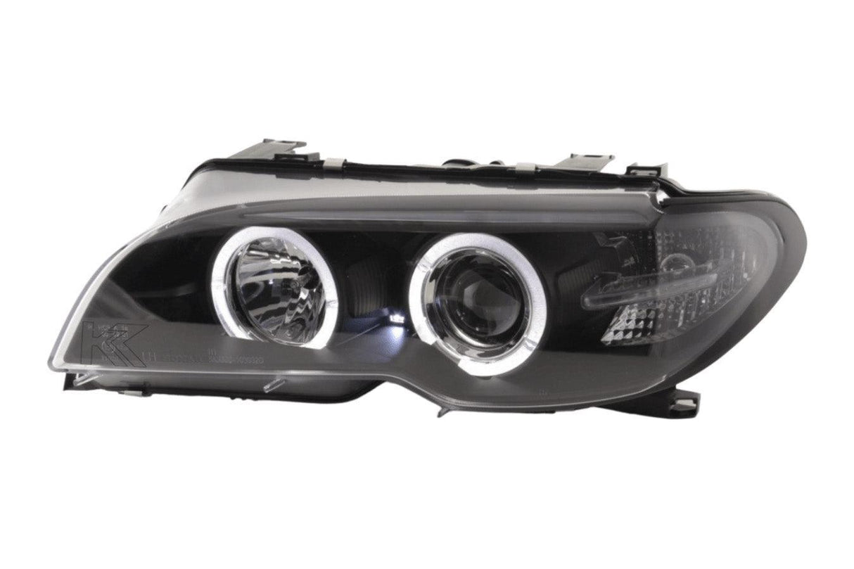 BMW 3-series E46 Coupe/Convertible Black Xenon Angel Eyes Headlights (2003-2005) - K2 Industries