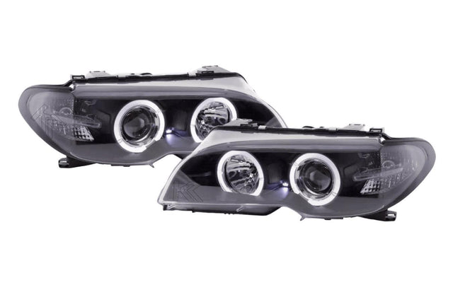 BMW 3-series E46 Coupe/Convertible Black Xenon Angel Eyes Headlights (2003-2005) - K2 Industries