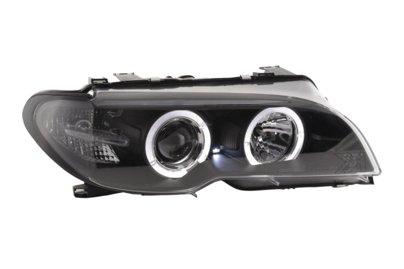 BMW 3-series E46 Coupe/Convertible Black Xenon Angel Eyes Headlights (2003-2005) - K2 Industries