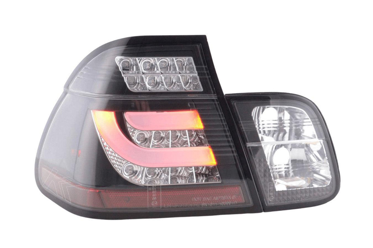 BMW 3-series E46 Sedan Black Clear LED LightBar Taillights Set (1998-2001) - K2 Industries