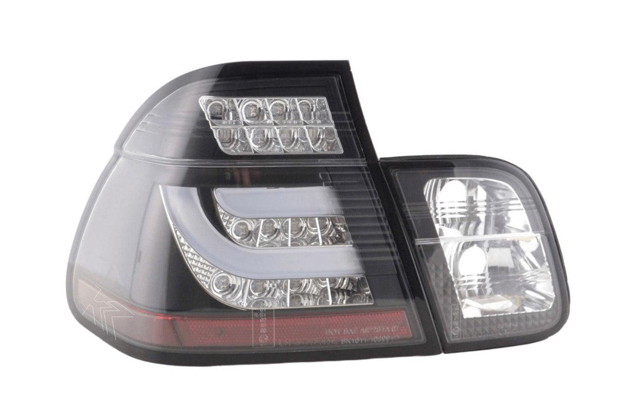 BMW 3-series E46 Sedan Black Clear LED LightBar Taillights Set (1998-2001) - K2 Industries